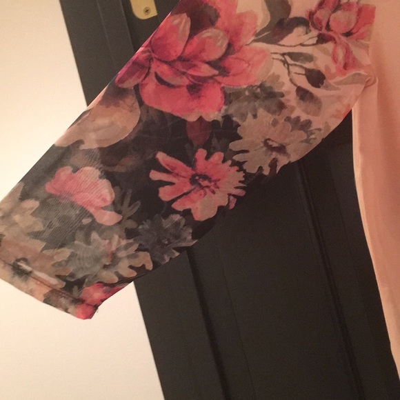 Luomeidisha peach pink floral chiffon shift large - Picture 5 of 5